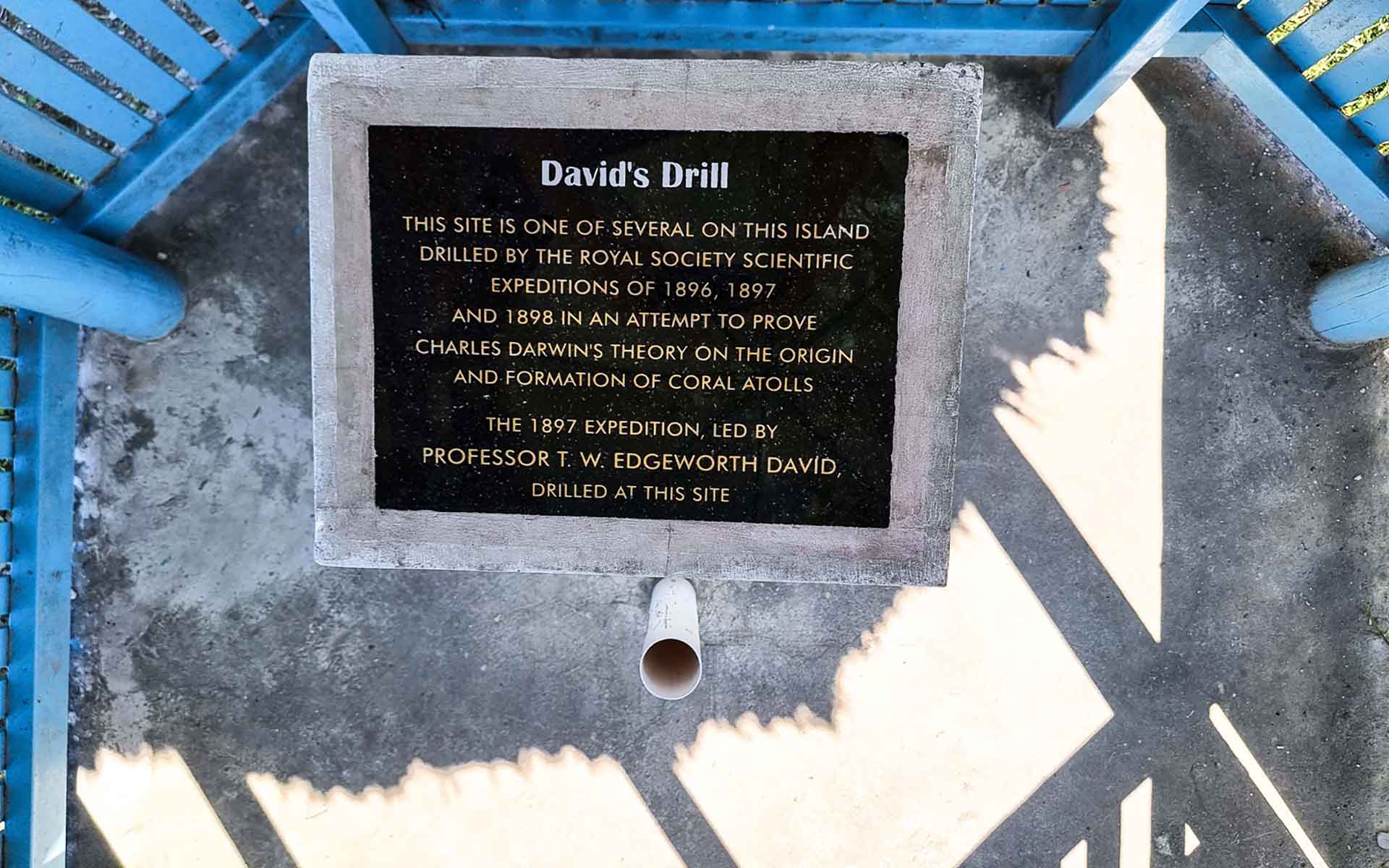Commemorative plaque at the location of David's Drill