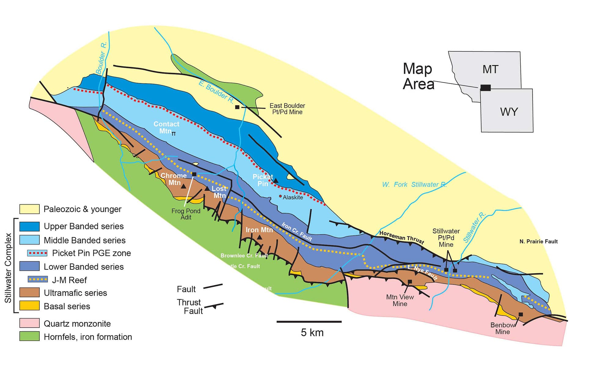 Geologic map of the Stillwater Complex