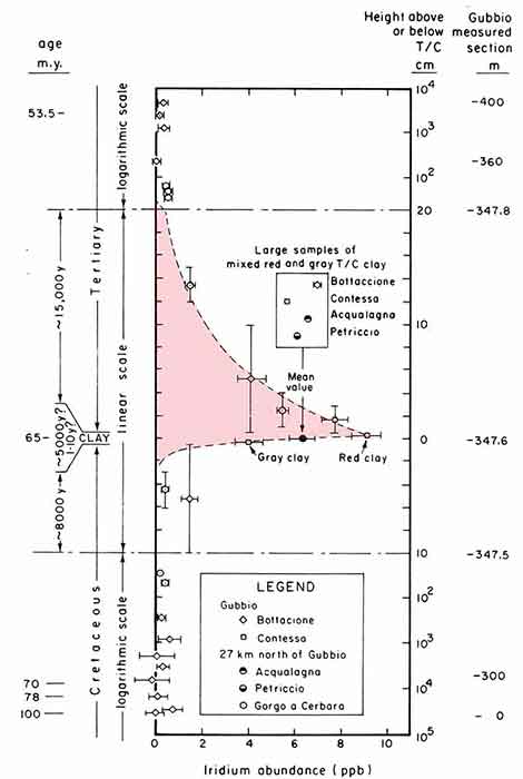 The iridium profile across the Cretaceous-Paleogene