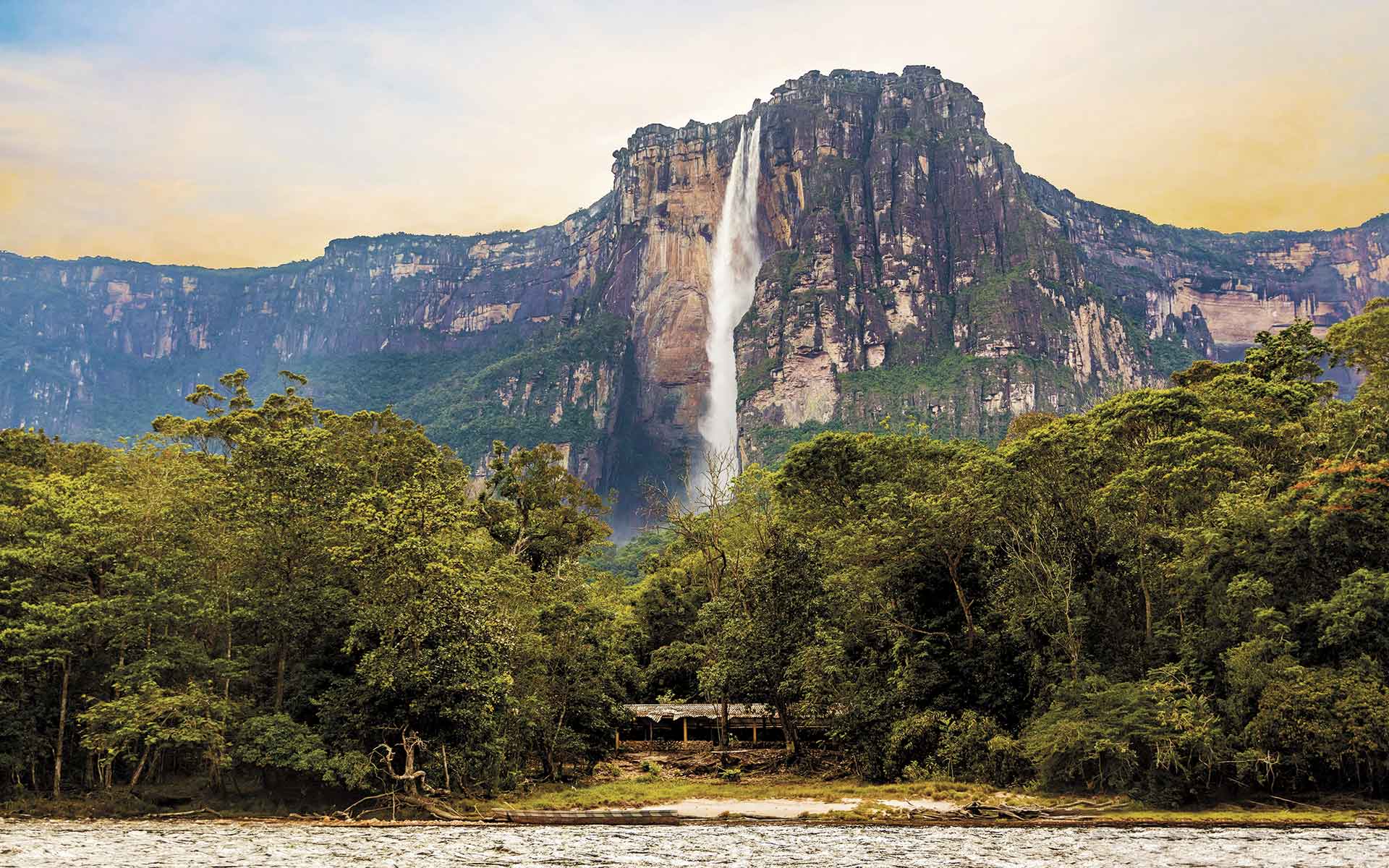 Tepuis are surrounded by sheer cliffs hosting numerous waterfalls, including Angel Falls (979 meters), the highest waterfall on Earth.